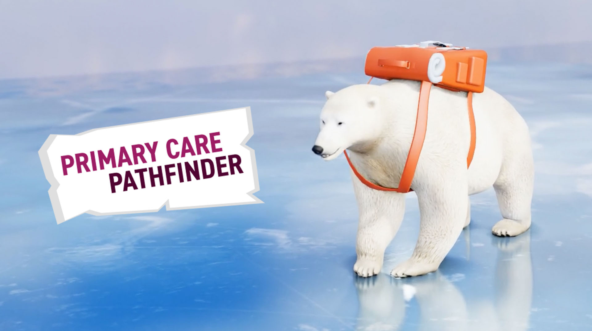 Polar Bear with Backpack Standing On Ice